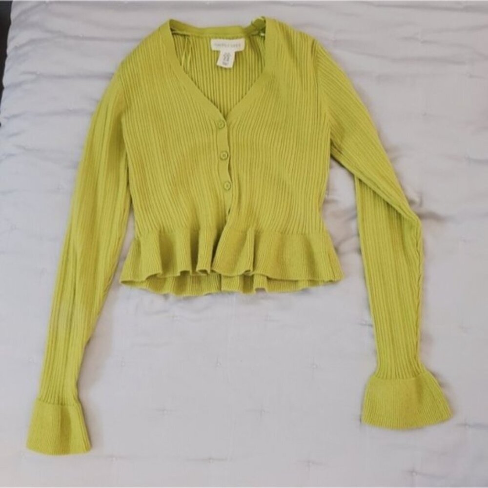 HAPPILY GREY Bell Sleeved Green Cardigan